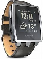 Умные часы Pebble Steel Brushed Stainless with Leather Band