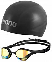 Комплект очки для плавания Arena Cobra Ultra Mirror + шапочка для плавания Arena 3D Ultra
