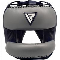 Боксерский шлем с бампером RDX Leather Pro Blue (402650)