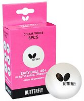 Мячи Butterfly Easy Ball 40+ (6 шт.), белые